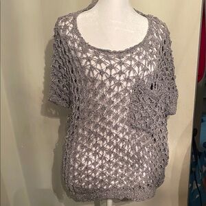 POL Gray Open-Knit Women's Sweater